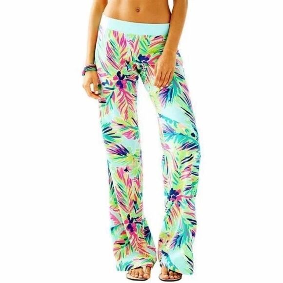 EUC Lilly Pulitzer Seaside Wide Leg Beach Pant in Island Time Print Size MEDIUM - Picture 1 of 2